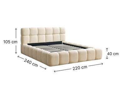 Maßzeichnung Bubble Bett 180x200 cm mit Abmessungen