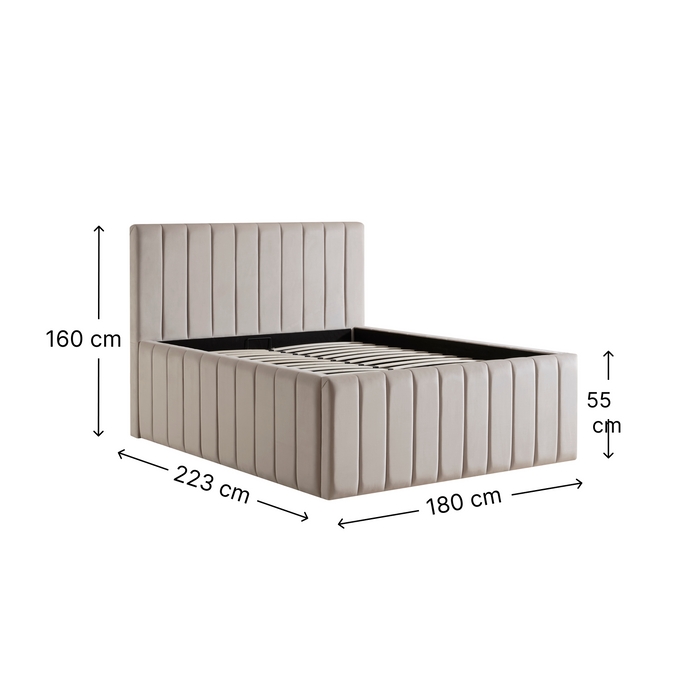 Miami Bett, 160x200 cm, Samtstoff, Beige
