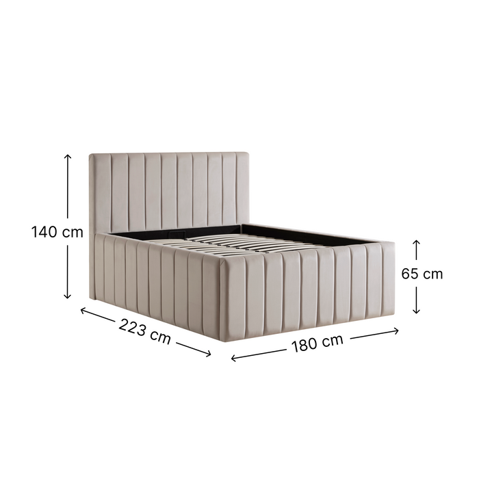 Miami Bett, 160x200 cm, Samtstoff, Beige