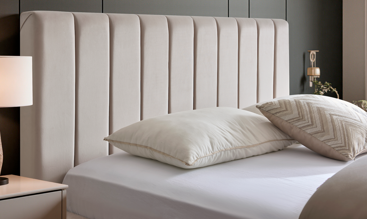 Miami Bett, 180x200cm, Samtstoff, Beige