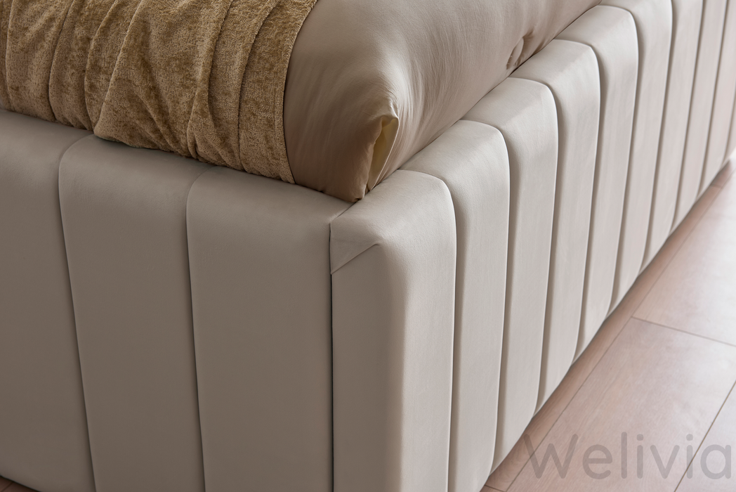 Miami Bett, 180x200cm, Samtstoff, Beige