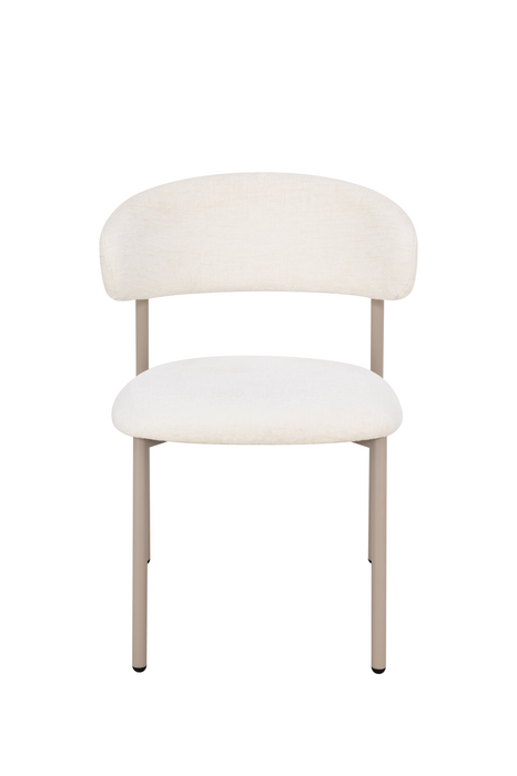 2er Set Natascha Stuhl, Chenille Stoff, Elfenbein Farbe, Füße beige