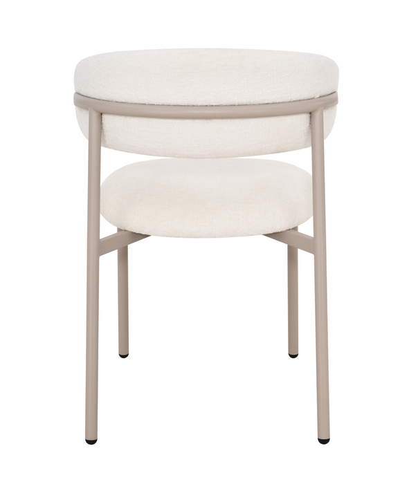 2er Set Natascha Stuhl, Chenille Stoff, Elfenbein Farbe, Füße beige