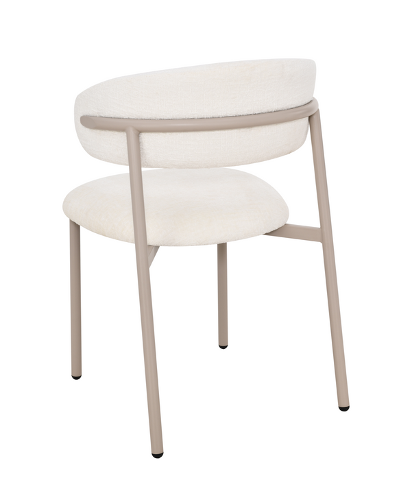 2er Set Natascha Stuhl, Chenille Stoff, Elfenbein Farbe, Füße beige