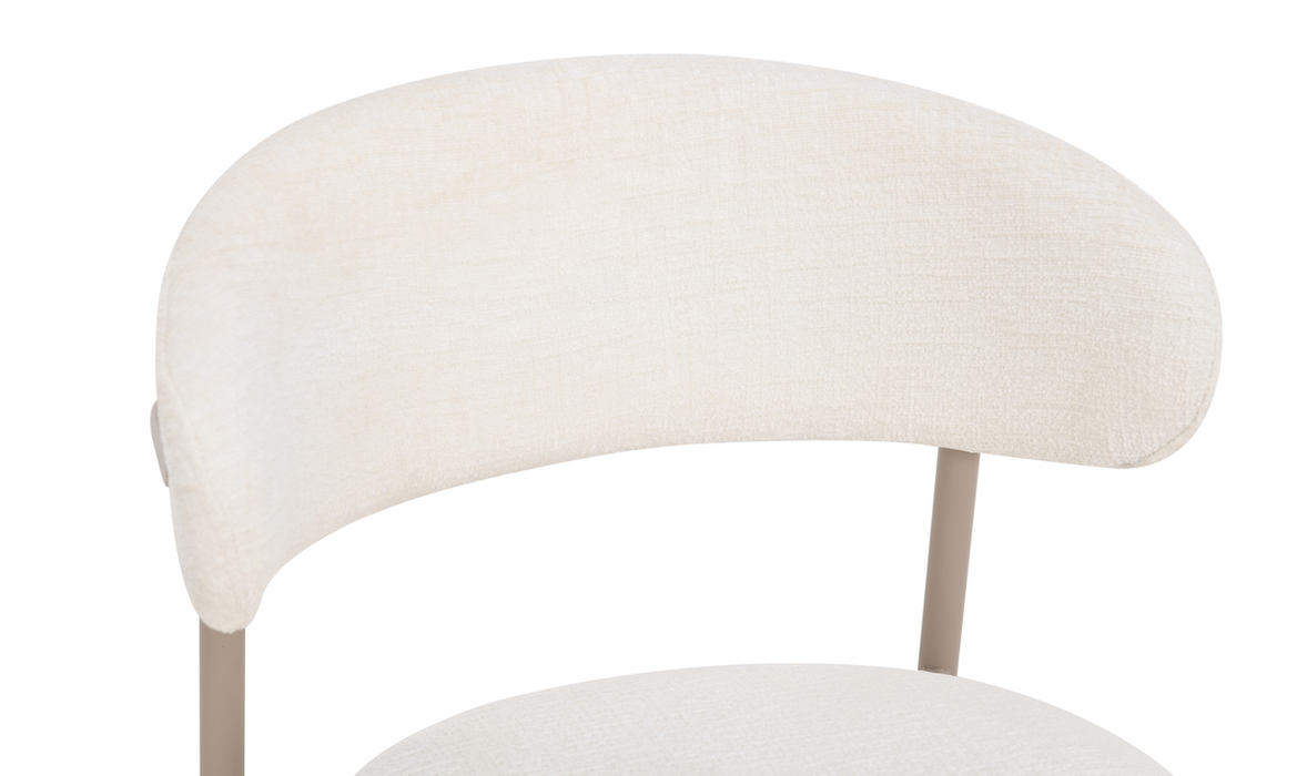 2er Set Natascha Stuhl, Chenille Stoff, Elfenbein Farbe, Füße beige