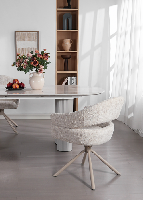 2er Set Nemo Stuhl, Webstoff, Beine beige