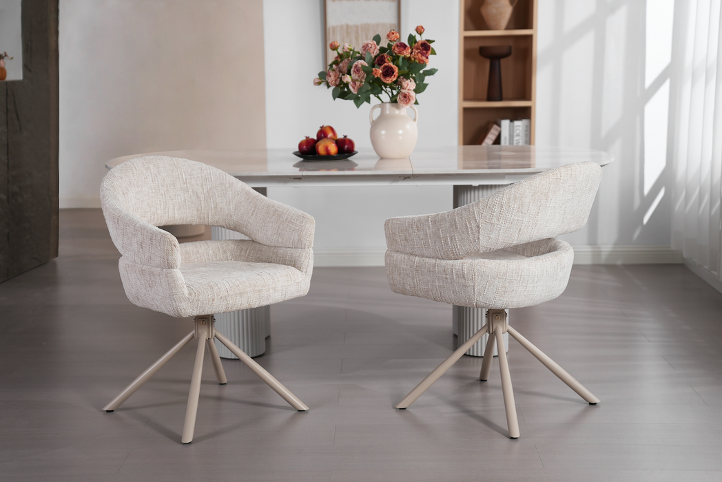2er Set Nemo Stuhl, Webstoff, Beine beige