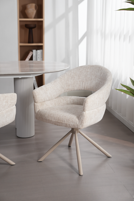 2er Set Nemo Stuhl, Webstoff, Beine beige