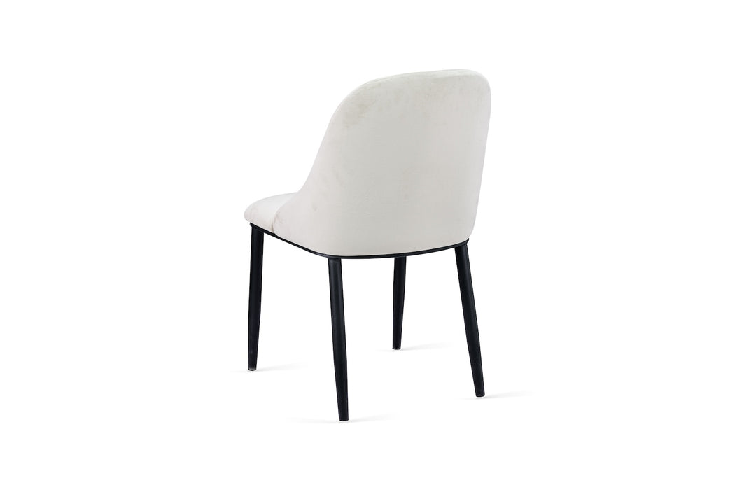 Polsterstuhl Lemon in der Farbe beige mit schwarzen Beinen Seitenansicht