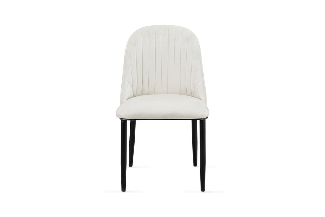 Polsterstuhl Lemon in der Farbe beige mit schwarzen Beinen Ansicht von vorne