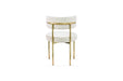 Polsterstuhl Lyon in beige mit goldenen Beinen und Ansicht von hinten
