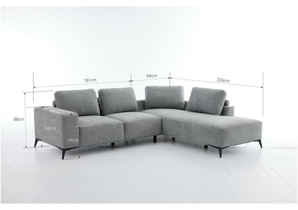 Eckcouch Toronto, 280x226 cm, Grau