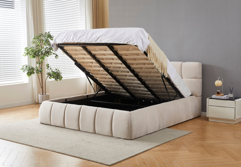 Venedig Bett mit offenem Bettkasten in diagonaler Ansicht
