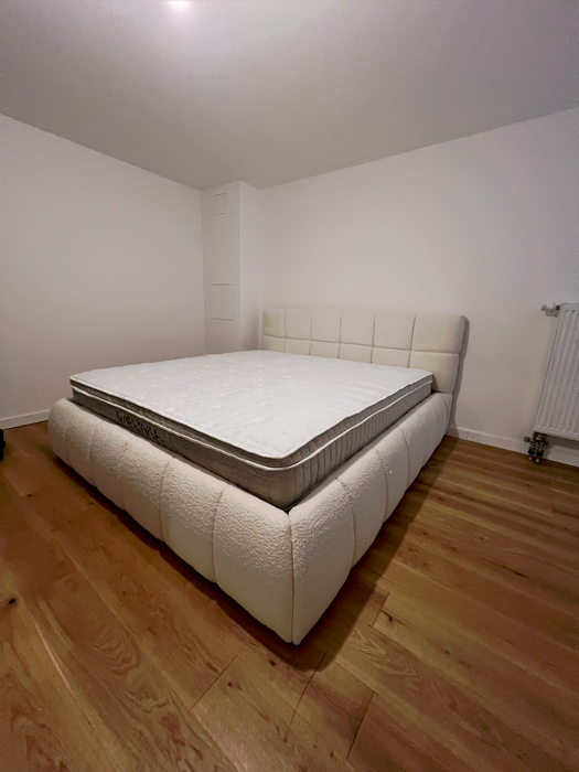 Venedig Bett mit Bettkasten, Teddy Stoff Bouclé, 160x200cm oder 180x200cm