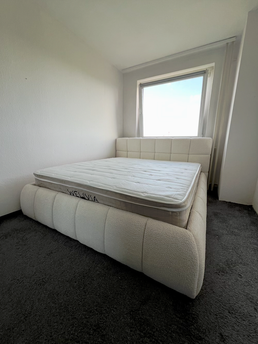Venedig Bett mit Bettkasten, Teddy Stoff Bouclé, 160x200cm oder 180x200cm
