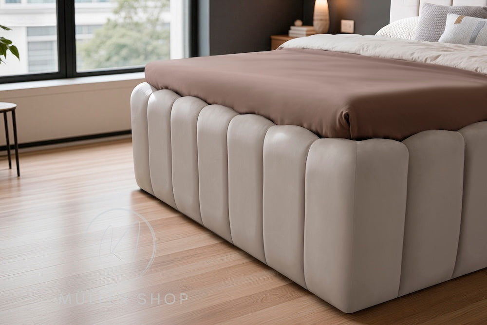 Cloudy Bett, 160x200cm, Samt Beige